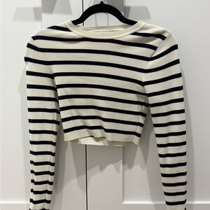 Zara Black and White Striped Crop Top